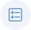 Solid blue circle with a slightly darker blue square outline centered within it.