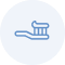 Blue circle with a white icon of a hand holding a circuit board, representing digital technology or electronic services.