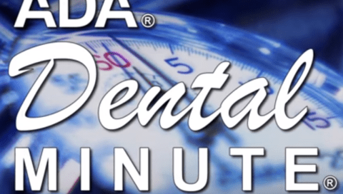ADA Dental Minute logo with a close-up of a stopwatch in the background.