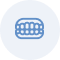 Blue circle with an icon of a rectangular soap bar in the center. The soap bar has several small bubbles on its surface.