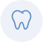 Blue circular icon with a white outline of a tooth in the center, designed for patients.