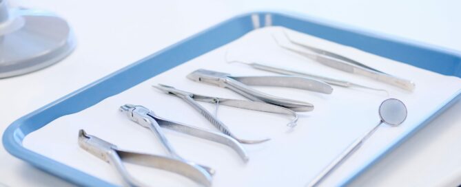 dentist tools on tray