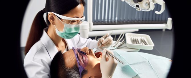 Dental hygienist performing professional dental cleaning